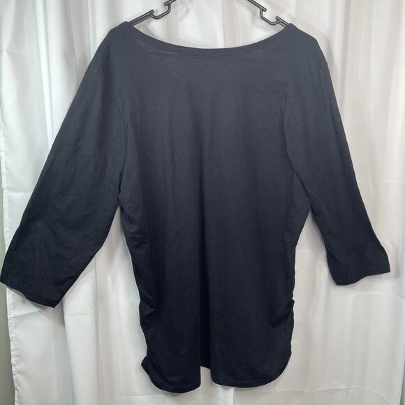 Lane Bryant tee t-shirt blouse top women's 18 - 20 knit black v-neck light wt - Picture 12 of 16